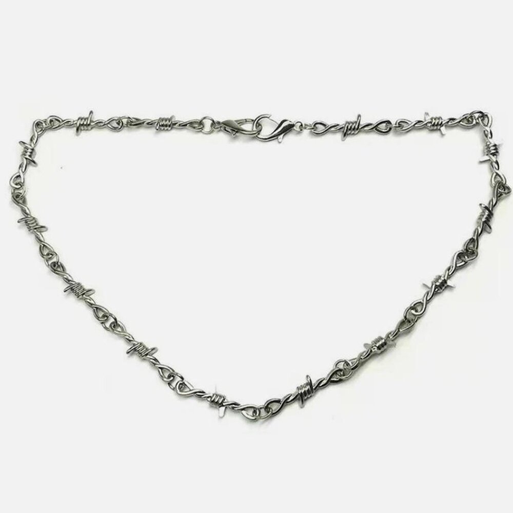 Style 22" Silver Chrome Barb Wire Biker Trucker Jean Wallet Key Chain Punk Rock